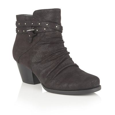Lotus Black 'Philox' zip up ankle boots